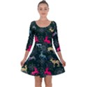 Dark Green Deer Quarter Sleeve Skater Dress View1