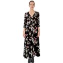 Dark Flower Birds Button Up Boho Maxi Dress View1
