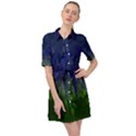 Blue & Green Floral Print Formal Belted Shirt Dress View1