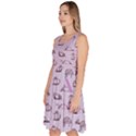 Plum Cats Sketch Pattern Knee Length Skater Dress With Pockets View2