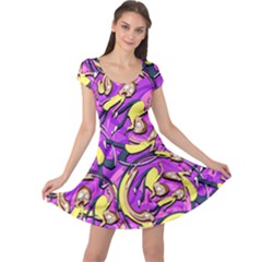 What Happen Magenta Blue Colorful Space With Cute Rocket Cap Sleeve Dress