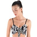Smile Skull Black Gray With Flowers Woven Tie Front Bralet View1