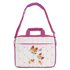 Light Yellow & Magenta Cute Fox Print 13  Shoulder Laptop Bag 