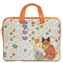 Orange Floral Fox Owl Print Carrying Handbag 16  Double Pocket Laptop Bag  View2