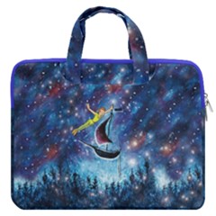 Midnight Blue Wonderland Starry Night Dreamy Pattern Carrying Handbag 16  Double Pocket Laptop Bag  by CoolDesigns
