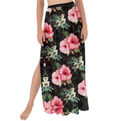Hawaii Floral Black Maxi Chiffon Tie-up Sarong by CoolDesigns