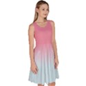 Baby Pink & Blue Gradient Tie Dye Knee Length Skater Dress With Pockets View3