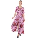 Tropical Flowers Floral Pink Leaves Summer Waist Tie Boho Maxi Dress View1