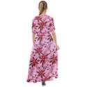 Tropical Flowers Floral Pink Leaves Summer Waist Tie Boho Maxi Dress View2