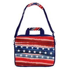 Painted Usa America Flag Red & Blue 16  Shoulder Laptop Bag  by CoolDesigns