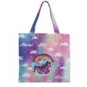 Purple Unicorn Rainbow Pattern Zipper Grocery Tote Bag View1