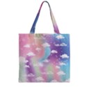 Purple Unicorn Rainbow Pattern Zipper Grocery Tote Bag View2