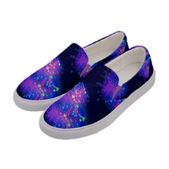 Black & Blue Violet Stars Space Design Womens Canvas Slip Ons by CoolDesigns