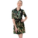 Green Butterfly Floral Belted Shirt Dress View1