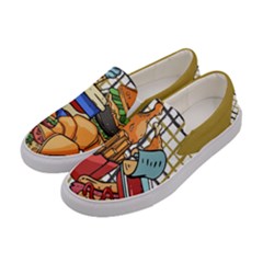 Olive Checkered Paint Comfort Food Fries Burger Canvas Slip Ons by CoolDesigns