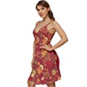 Hawaii Tropical Floral Fire Brick Red V-Neck Pocket Summer Dress  View3