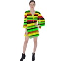 Bright African Print Dashiki Rasta V-Neck Flare Sleeve Mini Dress View1