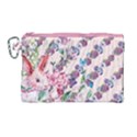 Vintage Light Violet Daisy Floral with Rabbit Canvas Cosmetic Bag View1