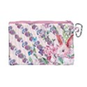 Vintage Light Violet Daisy Floral with Rabbit Canvas Cosmetic Bag View2