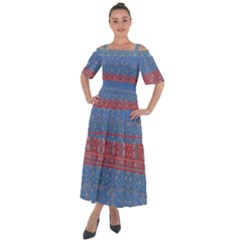 Summer Sky Blue Floral Flowy Shoulder Straps Boho Maxi Dress  by CoolDesigns