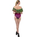 Leopard Colorful Pink Digital Print Stretch Off Shoulder Velour Bodysuit  View2