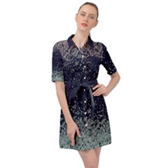 Floral Navy Snowy Belted Shirt Dress by CoolDesigns