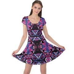 Ethnic Style Pink Triangle Cap Sleeve Dress by CoolDesigns