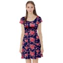 Navy Arrows Pink Cute Pink Valentine Day Pattern Cute Hearts Short Sleeve Skater Dress View1