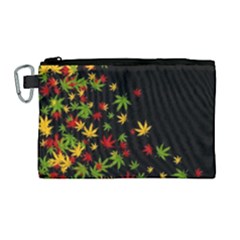 Cannabis Black Marijuana Leaves Canvas Cosmetic Bag  by CoolDesigns