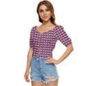Indian Red Nautical Fish Pattern Button Up Blouse View2
