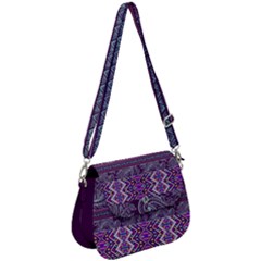 Floral Purple Aztec Beeds Saddle Handbag by CoolDesigns