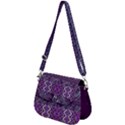 Floral Purple Aztec Beeds Saddle Handbag View2
