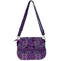 Floral Purple Aztec Beeds Saddle Handbag View3