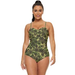 Camouflage Cannabis Marijuana Retro Full Coverage Swimsuit