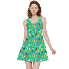 Spring Green Snails And Mushrooms Pattern Inside Out Reversible Sleeveless Dress by CoolDesigns