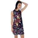 Vintage Queen of Diamond Pattern Black Racer Back Hoodie Dress View1