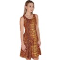 Orange Brown Leather Animal Snake Reptile Crocodile Pattern Knee Length Skater Dress With Pockets View3