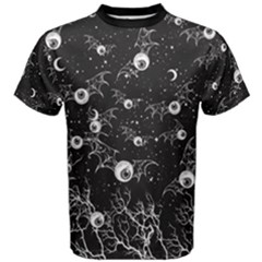 Black Gray Eyeball Bats Print Cotton Tee T-shirt by CoolDesigns