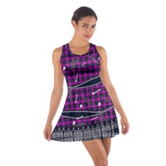 Tartan Purple Checkered Skeleton Cotton Racerback Dress by CoolDesigns