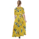 Summer Gold Floral Flowy Waist Tie Boho Maxi Dress View2