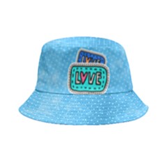 Sky Blue Polka Dots Love Pop Art Double-side-wear Reversible Bucket Hat by CoolDesigns