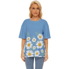Light Blue Daisy Floral Oversized Basic Tee Top by CoolDesigns