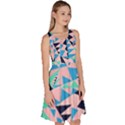 Pink Rhombuses Aztec Blue Knee Length Skater Dress With Pockets View3