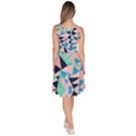 Pink Rhombuses Aztec Blue Knee Length Skater Dress With Pockets View4