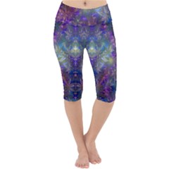 Space Purple Stars Marijuana Leaf Pattern Lightweight Velour Cropped Yoga Leggings