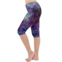 Space Purple Stars Marijuana Leaf Pattern Lightweight Velour Cropped Yoga Leggings View2