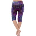 Space Purple Stars Marijuana Leaf Pattern Lightweight Velour Cropped Yoga Leggings View4