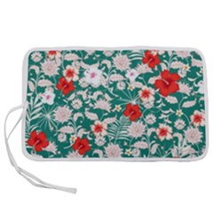 Hawaii Hibiscus Floral Leaves Cadet Blue Pen Storage Case  by CoolDesigns