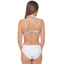Tridimensional Pastel Shapes Background Memphis Style Double Strap Halter Bikini Top View2