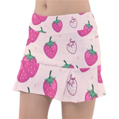 Seamless Strawberry Fruit Pattern Background Classic Tennis Skirt